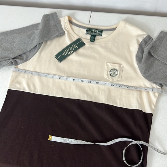 Lauren Ralph Lauren Active Sz Large Vintage Colorblock Tee Snowflake Logo NWT - Picture 8 of 11